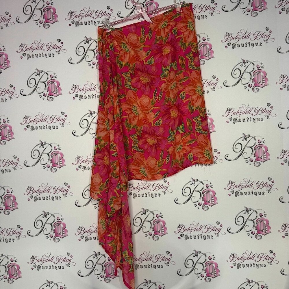 BeachRiot skirt wrap coverup floral pink green orange yellow flowers beach swim
